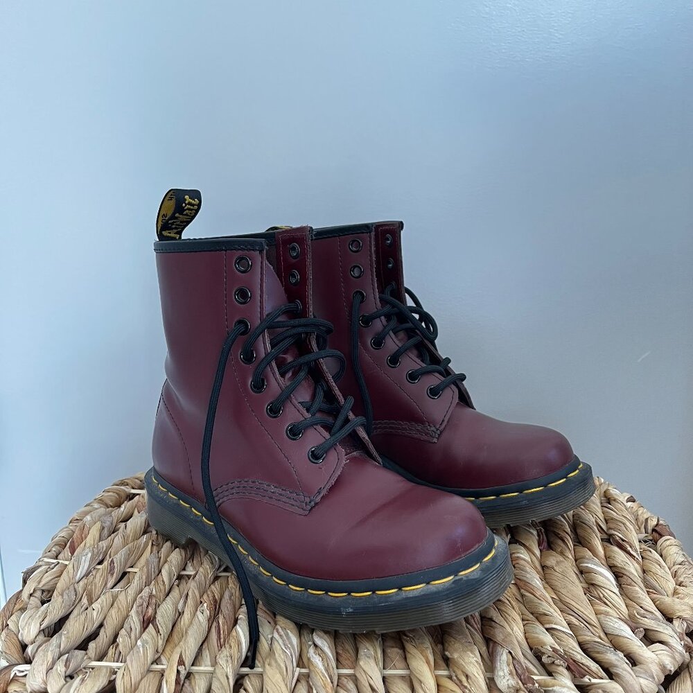 1460 Smooth Leather Lace Up Dr. Martens in Cherry Red